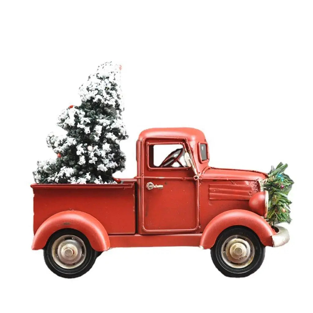 Wooden Farmhouse Christmas Truck Ornament with Christmas Tree-0
