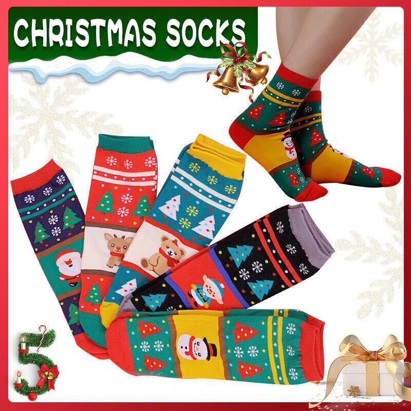 Christmas Socks Santa Reindeer Snowman Pattern Xmas Party Gift Stockings - Clown