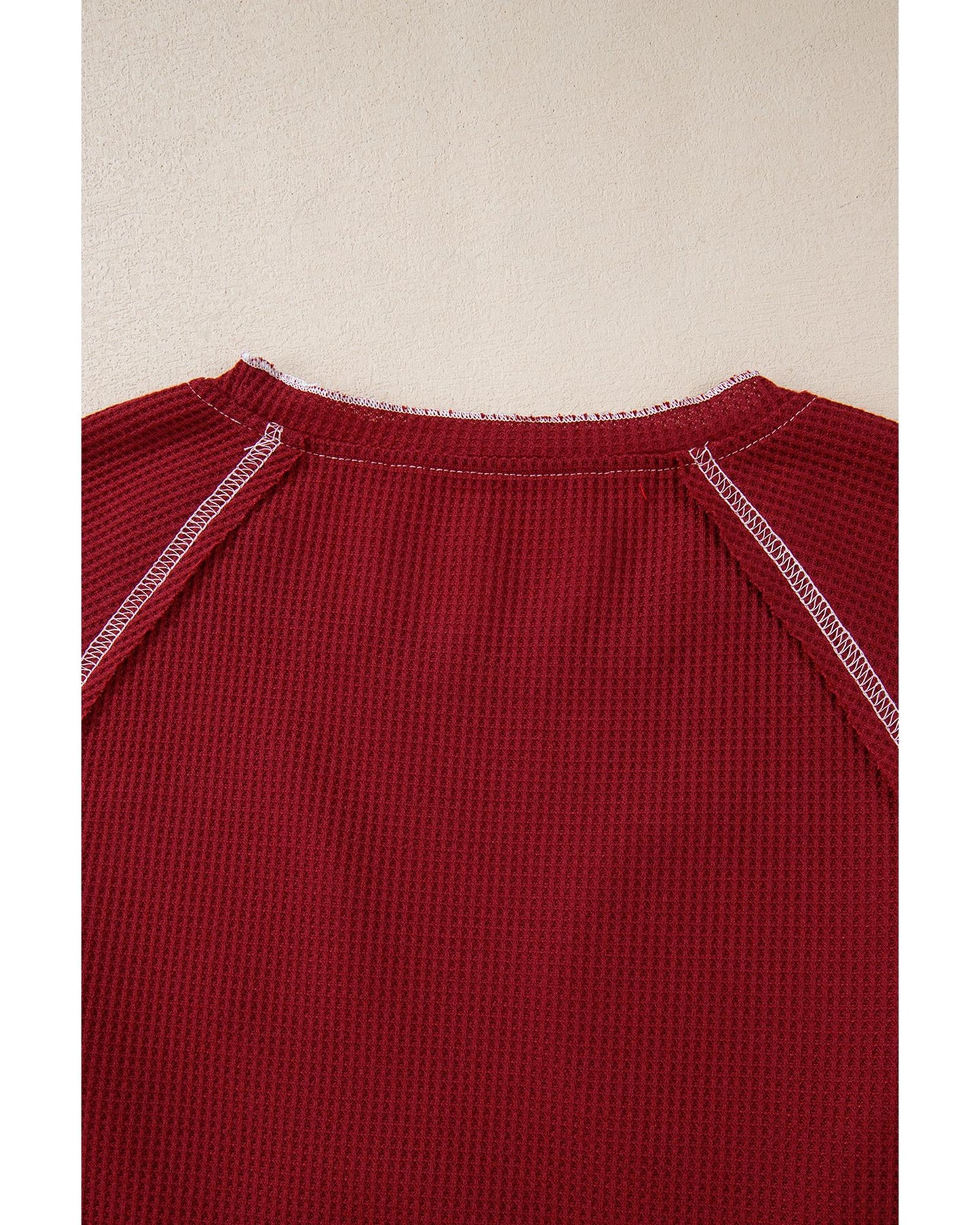 Red Sequin Santa Claus Graphic Textured Long Sleeve Top - M