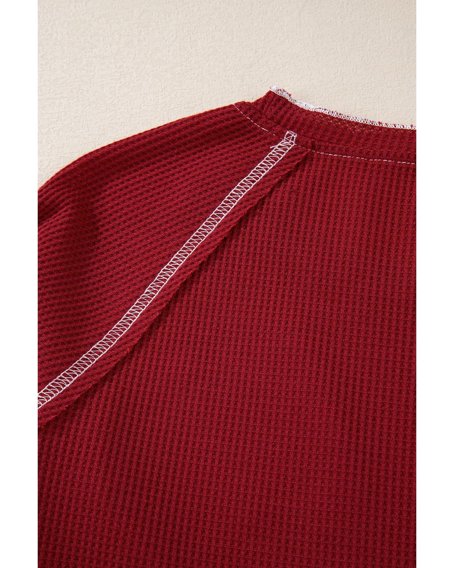 Red Sequin Santa Claus Graphic Textured Long Sleeve Top - S